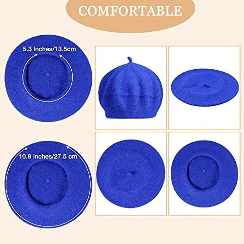 15 Pieces Women Wool Beret Hat Wool French Beret Hat Artist Cap Winter Solid Color Cap for Women(Multiple Color) - 3