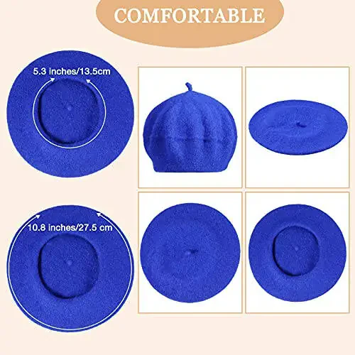 15 Pieces Women Wool Beret Hat Wool French Beret Hat Artist Cap Winter Solid Color Cap for Women(Multiple Color) - 3