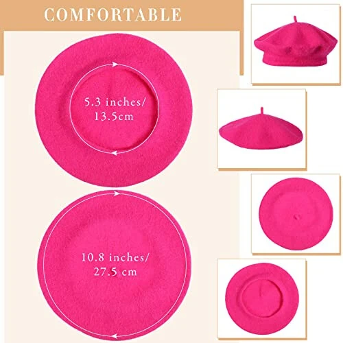 15 Pieces Women Wool Beret Hat Wool French Beret Hat Artist Cap Winter Solid Color Cap for Women (Elegant Color) - 3