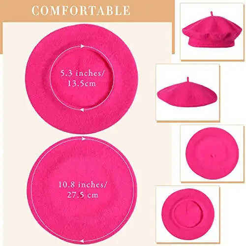 15 Pieces Women Wool Beret Hat Wool French Beret Hat Artist Cap Winter Solid Color Cap for Women (Elegant Color) - 3