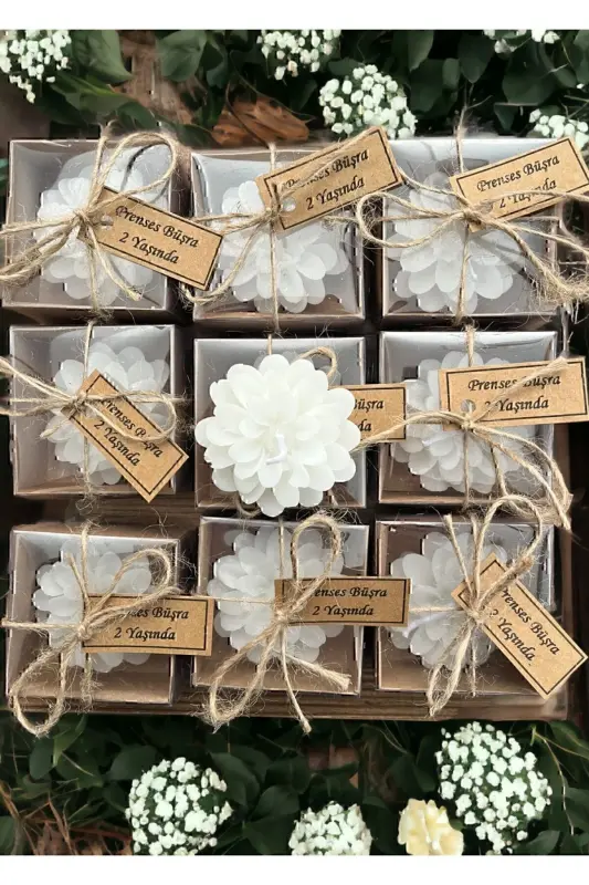 15 Decorated Lotus Candles, Wedding Favors, Birth, - 1