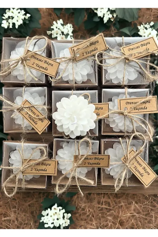 15 Decorated Lotus Candles, Wedding Favors, Birth, - 2