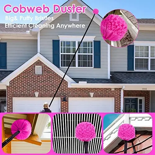 CALBEAU 15 Foot Dusters for Cleaning, Duster with Extension Pole 7-15ft, Microfiber Feather Duster Used for Cleaning Ceiling Fan, High Window, Blinds, Shutters, Sofa, Cobweb Duster for Home (12 PCS) - 6