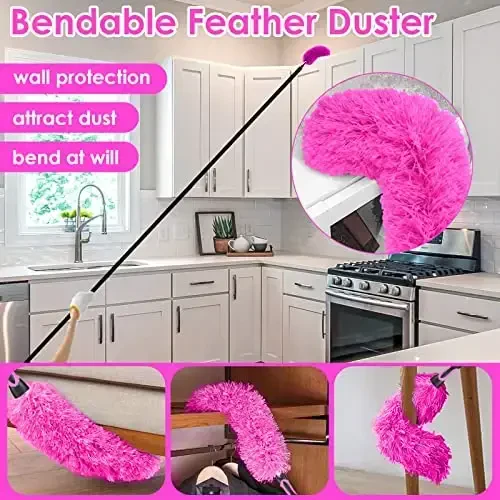 15 Foot Dusters for Cleaning, Duster with Extension Pole 7-15ft, 12 PCS Microfiber Feather Duster Used for Cleaning Ceiling Fan, High Window, Sofa, Cobweb Duster for Women - 5