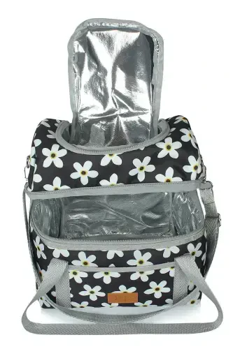 15 Л Сумка-холодильник для еды Термосумка для ланча Термоизолированная сумка для пикника - Черная ромашка - 3