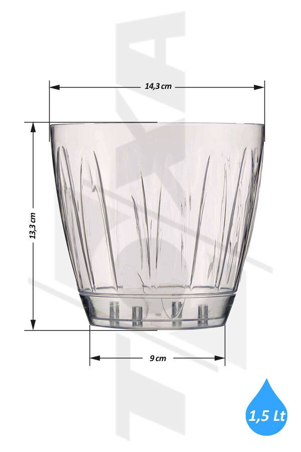 1.5 Liter Daisy Orchid Pot with Tray Transparent Plastic Pot Ø14.3 x 13.3 cm - 20