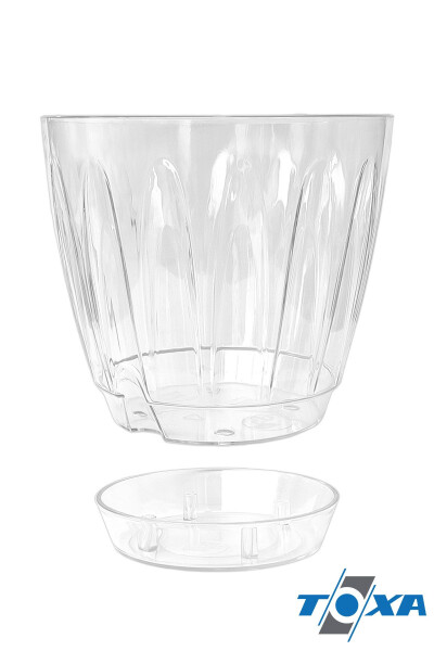 1.5 Liter Daisy Orchid Pot with Tray Transparent Plastic Pot Ø14.3 x 13.3 cm - 11