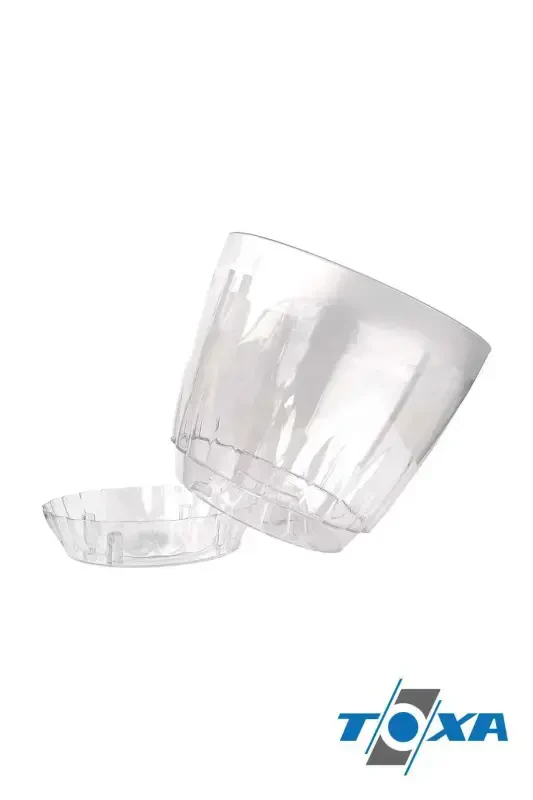 1.5 Liter Daisy Orchid Pot with Tray Transparent Plastic Pot Ø14.3 x 13.3 cm - 3