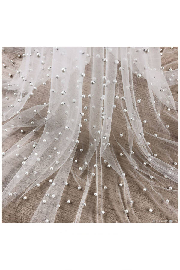 1.5 Meter Pearl Bridal Veil, Long Bridal Veil with Comb Pearl Veil White - 9