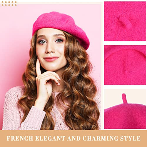 15 Pieces Women Wool Beret Hat Wool French Beret Hat Artist Beret Cap Winter Solid Color Hat for Women Girls (Elegant Color) - 2