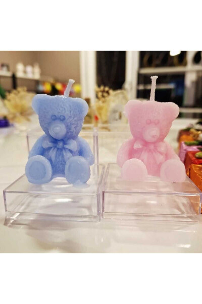 15 Teddy Bear Candles in Mica Boxes Gift Set for Baby Shower, Birthday, Celebration - 12