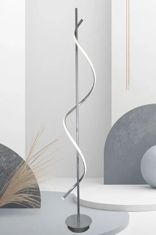 Violet Modern Tasarım Gri Renk Gün Işığı Ledli Salon - Yatak Odası Led Lambader - Gri - 11