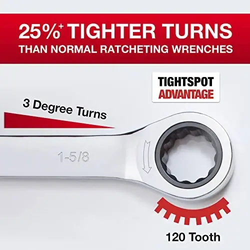 Jaeger 1 5/8 Inch Combo Ratchet Wrench, 120-Tooth, Chrome Vanadium, SAE - 4
