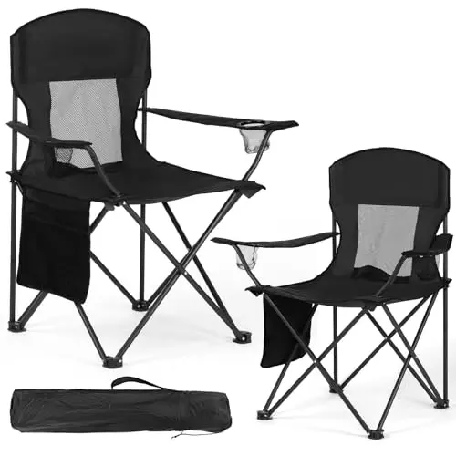 WEIDIORME 2 Pack Lightweight Camping Chairs for Adults & Teens, Capacity Foldable Portable Chairs with Carry Bag, Compact Design for Camping, Beach, Picnics, and Outdoor Events 