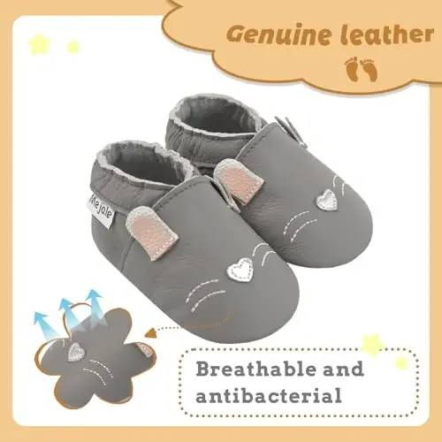 Mejale Baby Shoes Soft Sole Leather Moccasins Cartoon Butterfly Infant Toddler First Walker Slippers - 2