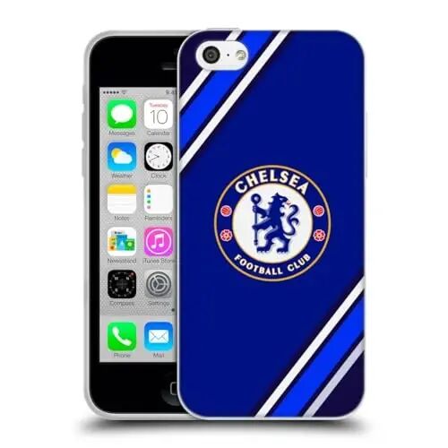 Head Case Designs Officially Licensed Chelsea Football Club Stripes Crest Gel Case [Military Grade Protection] Compatible with Apple iPhone 5c 
