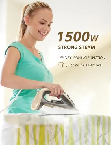 1500W Steam Iron for Clothes with 11.84oz Water Tank, 15-Second Fast Heat-Up, Ceramic Soleplate, Anti-Drip & Auto-Off, Burst of Steam & Self-Cleaning - 6