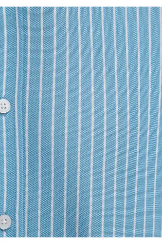 Çizgili Gömlek Slim Fit / Dar Kesim 0211404-91579 - Mavi - 8