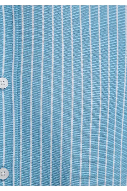 Çizgili Gömlek Slim Fit / Dar Kesim 0211404-91579 - Mavi - 8