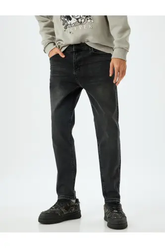 Tapered Fit Jean Pantolon - Joe Jean - Siyah - 3