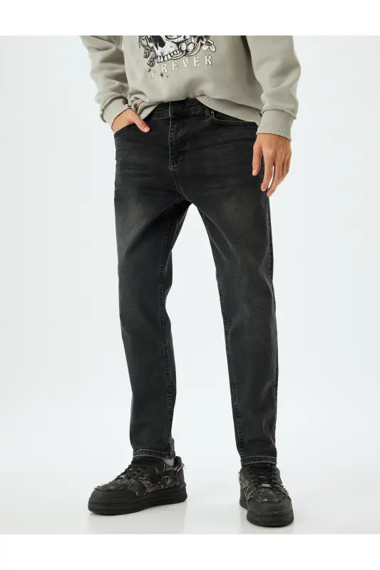 Tapered Fit Jean Pantolon - Joe Jean - Siyah - 3
