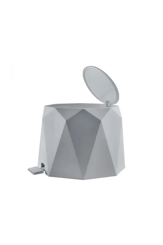 Geo 2'li Banyo Seti (Plastik 5 lt Çöp Kovası Ve Tuvalet Fırçası Taş Rengi) - GRİ - 1