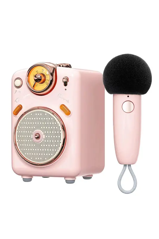 Fairy-ok Pembe Karaoke Mikrofonlu Fm Radyolu Bluetooth Hoparlör - Pembe - 1