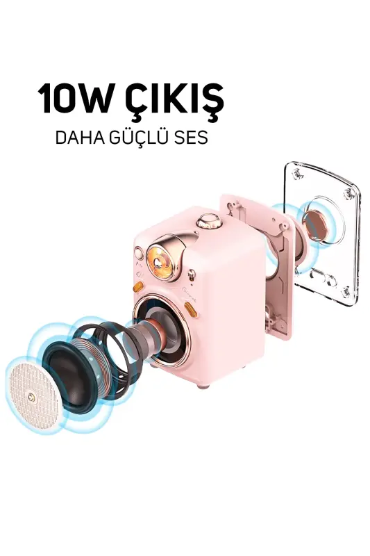 Fairy-ok Pembe Karaoke Mikrofonlu Fm Radyolu Bluetooth Hoparlör - Pembe - 4
