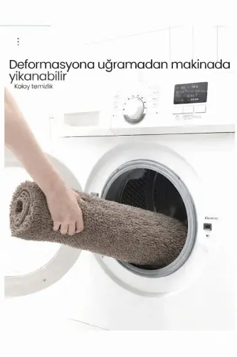 Peluş Kaymaz Yıkanabilir Banyo Paspası Klozet Takımı 3'Lü 50x80/50x60/40x45(klozt kapağı) - Vizon - 4