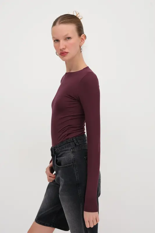 Bisiklet Yaka Basic Bodysuit Z0107-ASN75 - Gardenya - 4