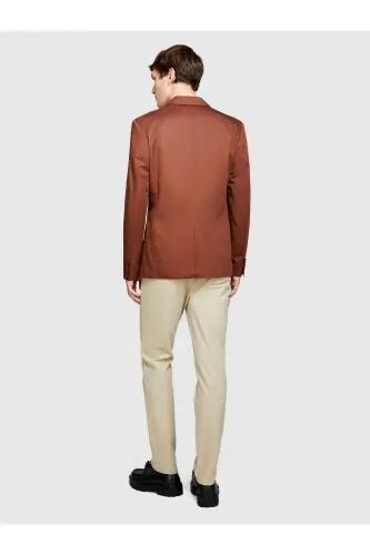 Erkek Streç Pamuklu Kemer Delikli Slim Fit Denim Chino Pantolon 324P4HJTSF03N-SIS65N - Krem - 1