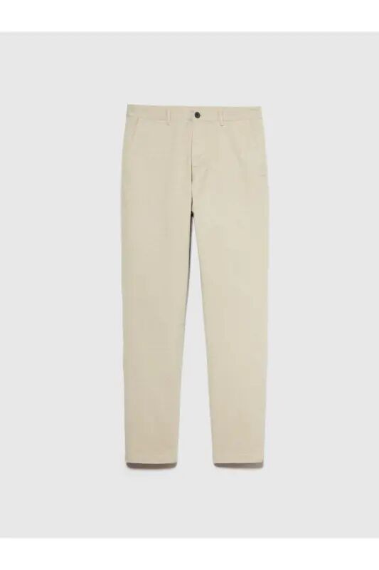 Erkek Streç Pamuklu Kemer Delikli Slim Fit Denim Chino Pantolon 324P4HJTSF03N-SIS65N - Krem - 2