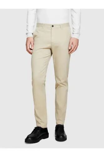 Erkek Streç Pamuklu Kemer Delikli Slim Fit Denim Chino Pantolon 324P4HJTSF03N-SIS65N - Krem - 4