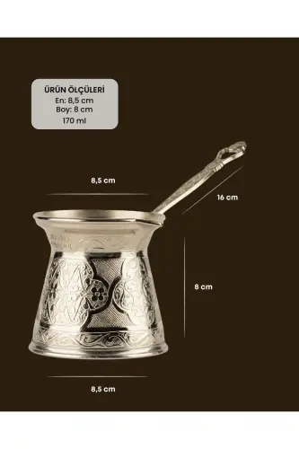 Desenli Döküm Cezve 4 Kişilik- İndüksiyonlu Ocaklara Uyumlu 170 Ml - Gümüş - 4
