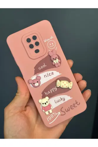 Redmi Note 9 Pro/9S Kılıf Tasarımlı Desenli Kamera Korumalı Tavşan Pembe Yumuşak Silikon Kapak - Cute Sweet - 3