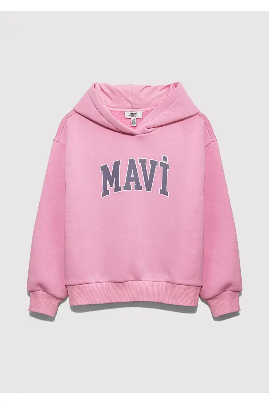 Logo Baskılı Kapüşonlu Pembe Sweatshirt 7610035-70973 - Pembe - 2