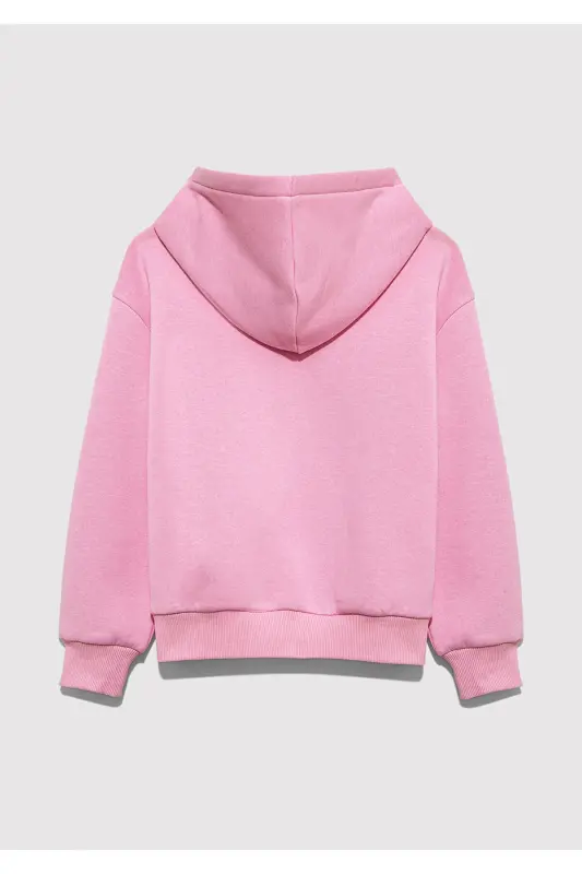 Logo Baskılı Kapüşonlu Pembe Sweatshirt 7610035-70973 - Pembe - 3