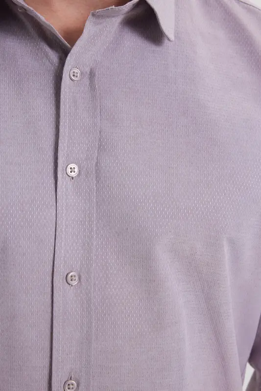 Modern Slim Fit Uzun Kollu Pamuklu Kolay Ütülenebilir Armürlü Gül Kurusu Erkek Gömlek - Gül Kurusu - 3