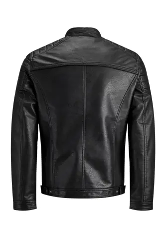 Jjewarner Jacket Noos Siyah Erkek Deri Ceket Eskitme Taşlanmış - Siyah32 - JACK & JONES (1)