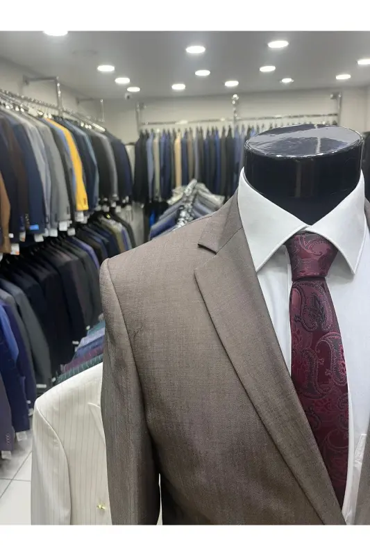 Blazer Metal Düğme Erkek Ceket - SUTLUKAHVE - 1