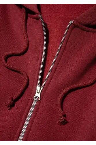 Kapüşonlu Fermuarlı Bordo Sweatshirt 1610221-85493 - Bordo-85493 - 4