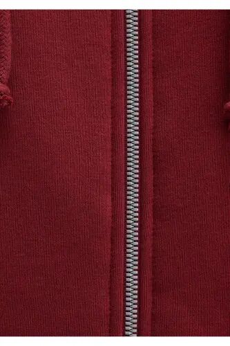 Kapüşonlu Fermuarlı Bordo Sweatshirt 1610221-85493 - Bordo-85493 - 5