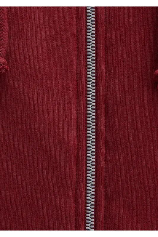 Kapüşonlu Fermuarlı Bordo Sweatshirt 1610221-85493 - Bordo-85493 - 5