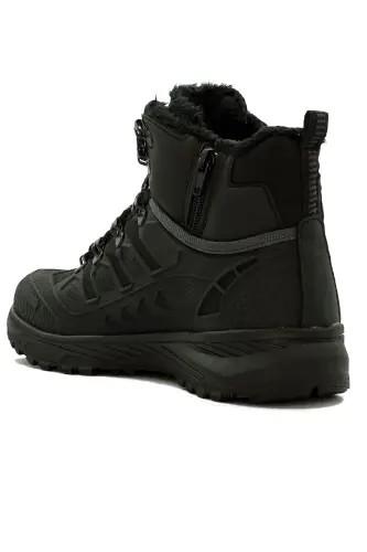 Erkek Siyah Watertight Su Geçirmez Trekking Kürklü Fermuarlı Bot 8075 - Siyah Buz - 3