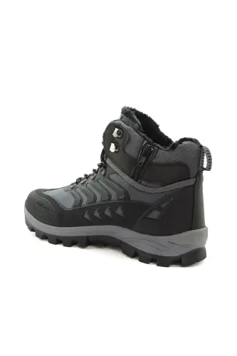Erkek Watertight Füme Siyah Trekking Kürklü Fermuarlı Bot 2132 - Füme Siyah - LETAO (1)
