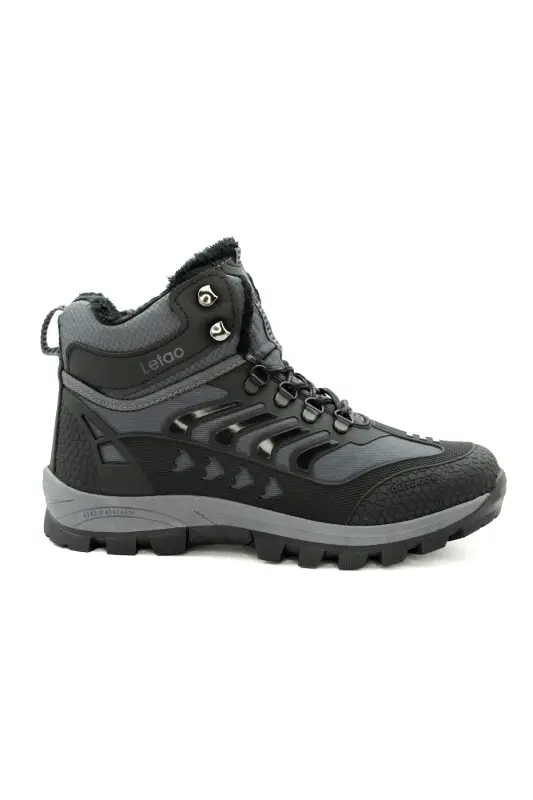 Erkek Watertight Füme Siyah Trekking Kürklü Fermuarlı Bot 2132 - Füme Siyah - 4