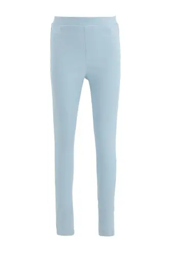 Kız Çocuk Basic Dokuma Tayt Pantolon - Mavi-BE304 