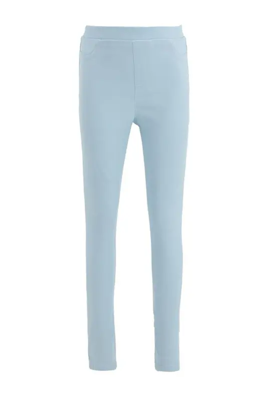Kız Çocuk Basic Dokuma Tayt Pantolon - Mavi-BE304 - 1