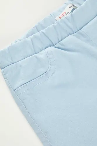 Kız Çocuk Basic Dokuma Tayt Pantolon - Mavi-BE304 - 4
