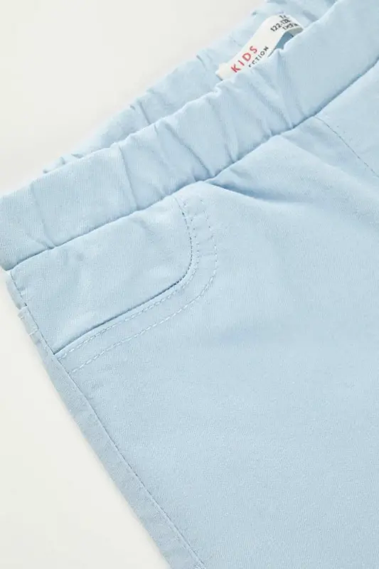 Kız Çocuk Basic Dokuma Tayt Pantolon - Mavi-BE304 - 4